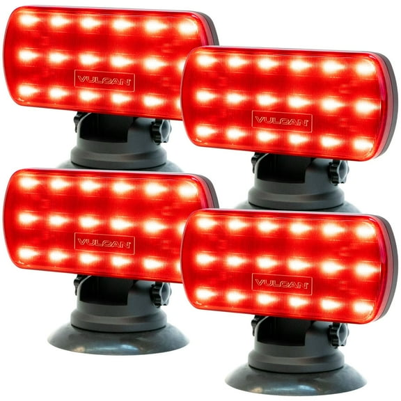 VULCAN LED Flashers - Red - Run on 4 Standard AA Batteries - Adjustable Magnetic Base - 4 Pack