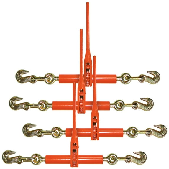 VULCAN Load Binder, 2 Grab Hooks, 4 Pack, Ratchet Style, 7,100 Lbs SWL (For 5/16 or 3/8 inch G70 or G80 Chain)