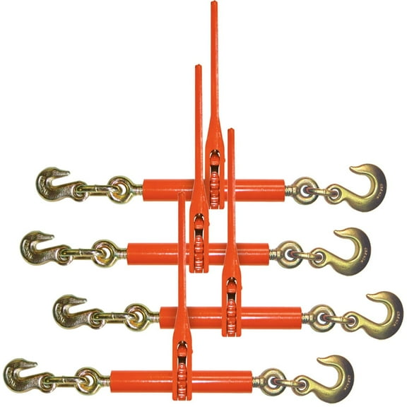 VULCAN Load Binder, Grab and Slip Hooks, 4 Pack, Ratchet Style, 6,600 Lbs SWL (For 5/16 inch or 3/8 inch G70 Chain)