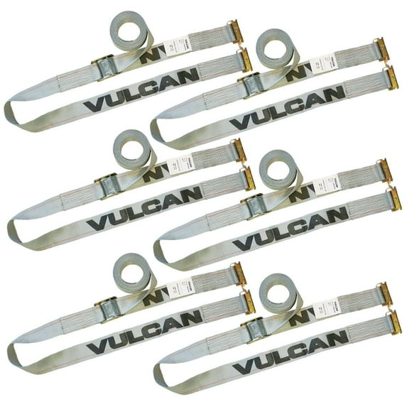 VULCAN Logistic Strap For E Track - Cam Buckle - 16 foot - 6 Pack - Gray - 833 Lbs SWL