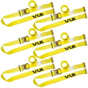 VULCAN Logistic Strap For E Track - Ratchet Style - 12 foot - 6 Pack - Classic Yellow - 1333 Lbs SWL