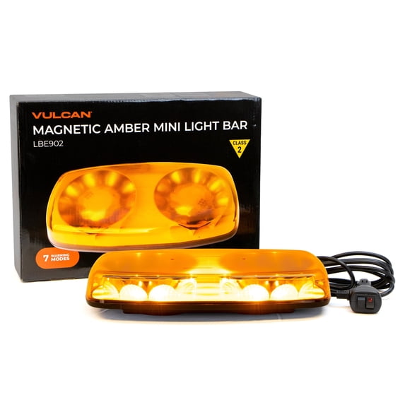 VULCAN Magnetic Amber LED Mini Light Bar - Class 2 - For Oversize Loads, Trucks, and Trailers