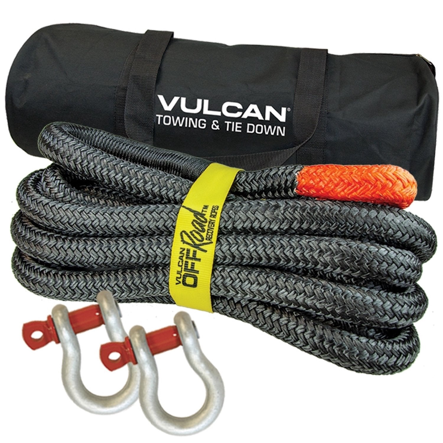 Vulkan Rope Attachment VULCAN Off-Road Double Braided Recovery Rope Kit with 1-1/4 Inch x 30 ...
