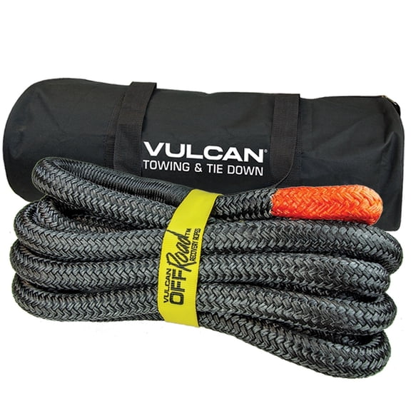VULCAN Off-Road Recovery Rope, 1-1/4 inch x 30 foot, Orange Eyes, 52300 Lbs Breaking Strength, Bag
