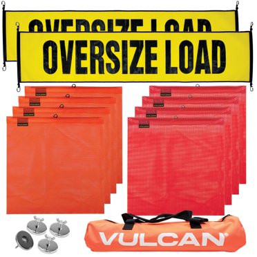 VULCAN Complete Oversize Load Flags, Signs, & Magnets Kit – Heavy-Duty Safety Setup For Trucks