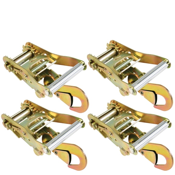VULCAN Ratchet Strap Buckles with Snap Hooks - 3,300 Pound Safe Working Load, 4 Pack