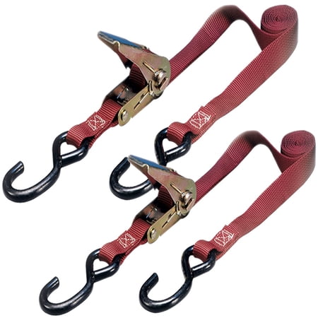 VULCAN Ratchet Tie Downs - 6 foot - 2 Pack - For Motorcycles, Bikes, ATVs, Snowmobiles or Jet Skis