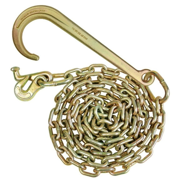 VULCAN Tow Chain - 15 inch Forged J Hook and T Hook - G70 Chain - 6 foot - 4700 Lbs SWL
