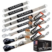 VULCAN Ultimate Axle Tie Down Kit, Silver Series, 2 22 inch Axle Straps, 2 36 inch Axle Straps, 2 96 inch Snap Hook Ratchet Straps, and 2 112 inch Axle Tie Down Combination Straps