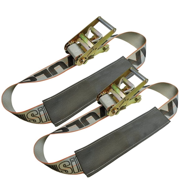 VULCAN Under Lift Ratcheting Vehicle Tie Down Straps - 2 Pack - Silver Series - 5000 Lbs SWL