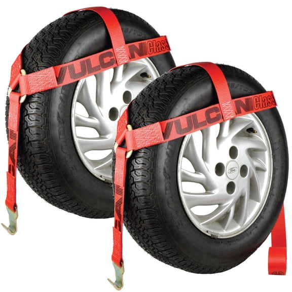 VULCAN Wheel Dolly Tire Harness - Flat Hooks - Bonnet Style - Classic Red - 2 Pack - 1665 Lbs SWL