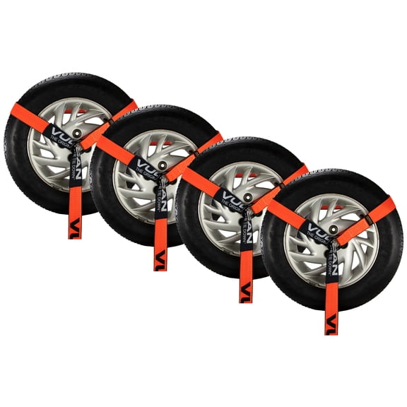 VULCAN Wheel Dolly Tire Harness, O-Ring, 2 inch x 96 inch, 4 Pack, PROSeries, 3300 Lbs SWL, Straps Only
