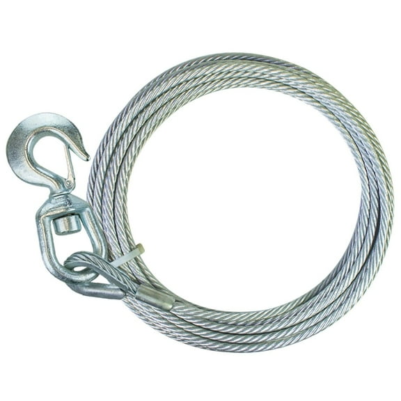 VULCAN Winch Cable, Steel Core, Swivel Hook, 3/8 inch x 50 foot, 14000 Lbs Minimum Breaking Strength