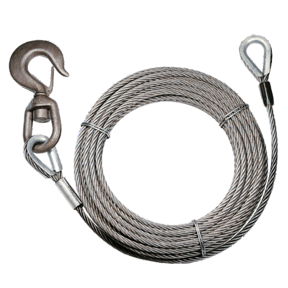 VULCAN Winch Cable, Swivel Hook and Eye, 3/8 inch x 100 foot, 12000 Lbs Minimum Breaking Strength