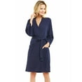 thumbnail image 1 of VULCANODON 100% Cotton Womens Robes, Lightweight Knit Short Bathrobe,(Navy,L), 1 of 5