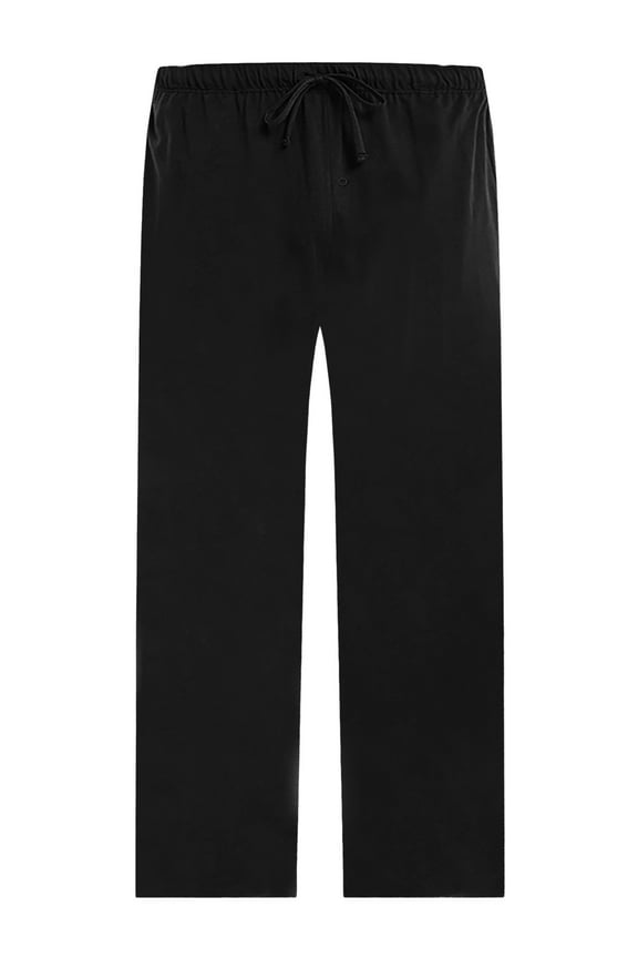 Mens Cotton Pajama Pants, Soft Lightweight Sleep Pj Bottoms Lounge Pant with Pockets(Black,L)