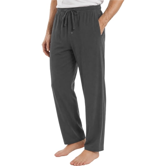VULCANODON Mens Cotton Pajama Pants, Soft Lightweight Sleep Pj Bottoms Lounge Pant with Pockets(Dark Grey Mel,L)
