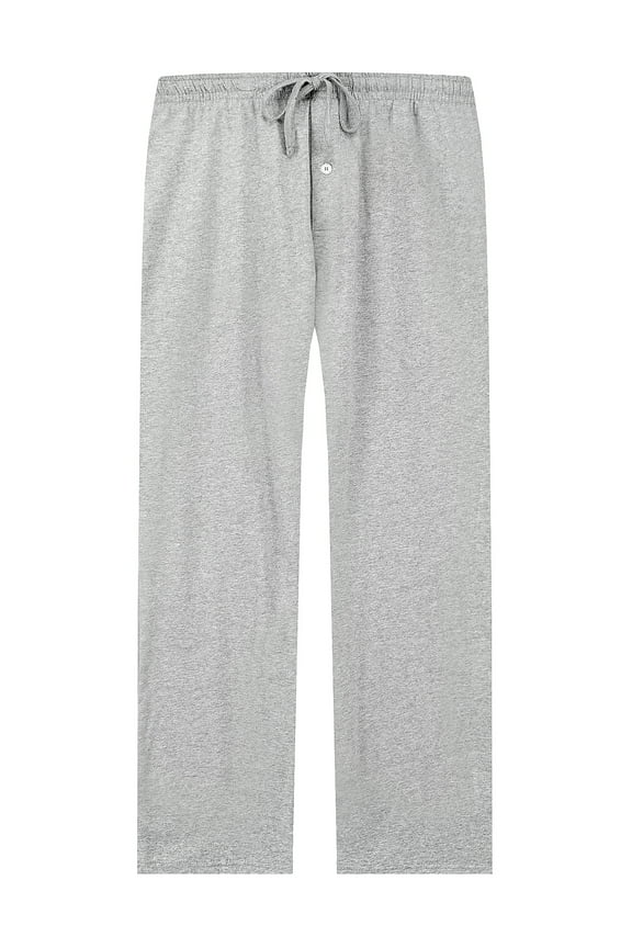 Mens Cotton Pajama Pants, Soft Lightweight Sleep Pj Bottoms Lounge Pant with Pockets(Light Grey Mel,L)