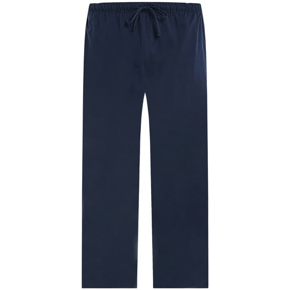 VULCANODON Mens Cotton Pajama Pants, Soft Lightweight Sleep Pj Bottoms Lounge Pant with Pockets(Navy,L)