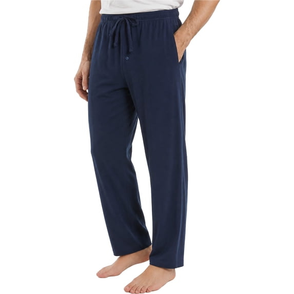 VULCANODON Mens Cotton Pajama Pants, Soft Lightweight Sleep Pj Bottoms Lounge Pant with Pockets(Navy,XL)