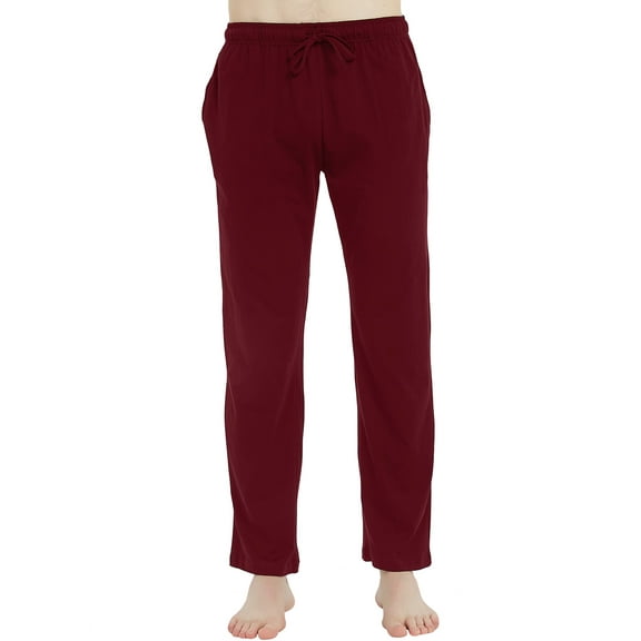 VULCANODON Mens Cotton Pajama Pants, Soft Lounge Pant with Pockets Lightweight Sleep Pj Bottoms,(Red,S)