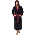 thumbnail image 1 of VULCANODON Mens Hooded Robe, Big and Tall Full Length Plush Robe for Men Long Fleece Bathrobe（Burgundy/Black, Large-X-Large）, 1 of 6