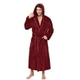 thumbnail image 1 of VULCANODON Mens Robe Big and Tall with Hood,Full Length Plush Robe for Men Long Fleece Bathrobe（Burgundy, Small-Medium）, 1 of 6