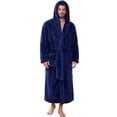 thumbnail image 1 of VULCANODON Mens Robe Big and Tall with Hood,Full Length Plush Robe for Men Long Fleece Bathrobe（Navy, Large-X-Large）, 1 of 6