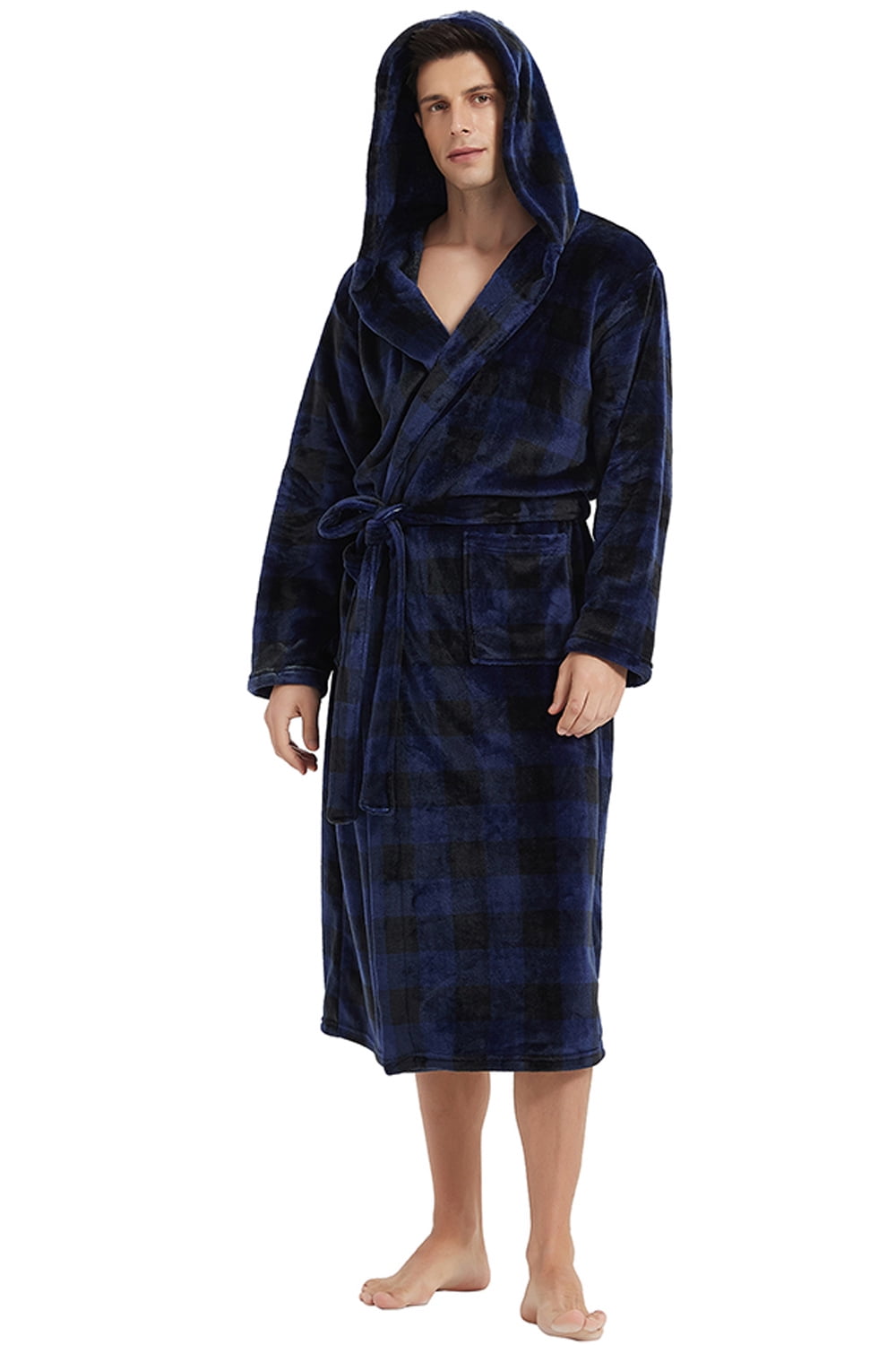 VULCANODON Mens Robe with Hood Fleece Bathrobe Plush Robes for