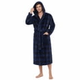 thumbnail image 1 of VULCANODON Mens Robe with Hood, Fleece Bathrobe Plush Robes for Men（Buffalo Plaid-Navy，XX-3X-Large）, 1 of 6