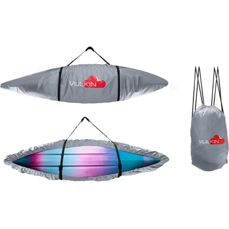 VULKIN 7ft-8ft Waterproof Kayak Cover and Carrier - Gray