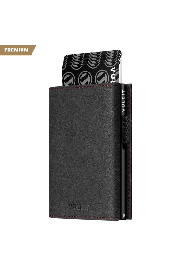 Alcantara Leather Tri-Fold Wallet with RFID Protection, Magnetic Closure and Back Zipper Slot-VC302A