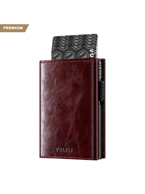 Genuine Leather, Side Slider Mechanism, Back Zipper Slot, Magnetic Strip Closure Tri-fold Wallet-VC302P