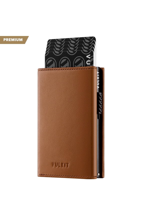 Genuine Leather, Side Slider Mechanism, Back Zipper Slot, Magnetic Strip Closure Tri-fold Wallet-VC302P
