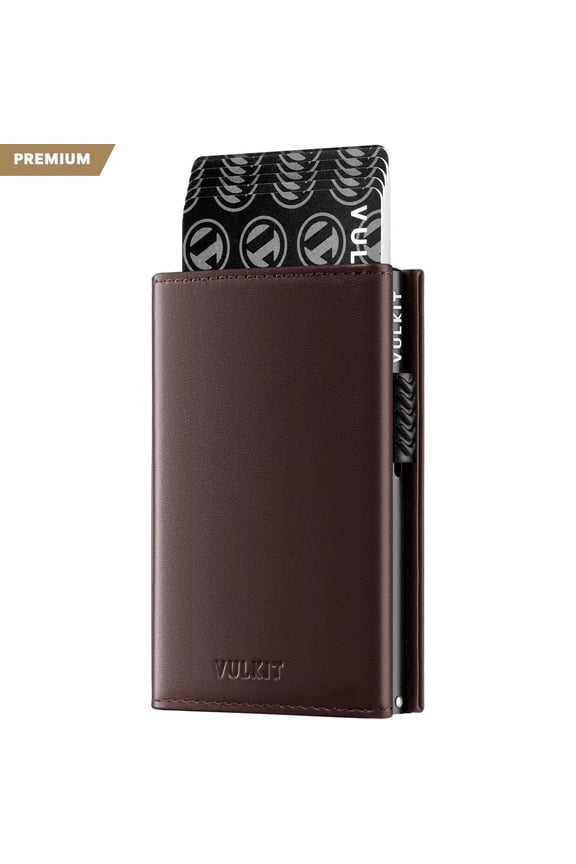 Genuine Leather, Side Slider Mechanism, Back Zipper Slot, Magnetic Strip Closure Tri-fold Wallet-VC302P