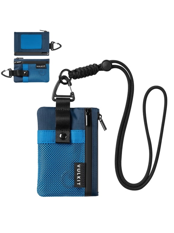 Minimalist RFID Blocking Wallet, Water-Resistant Nylon Neck Pouch with Zipper Pockets-VW137