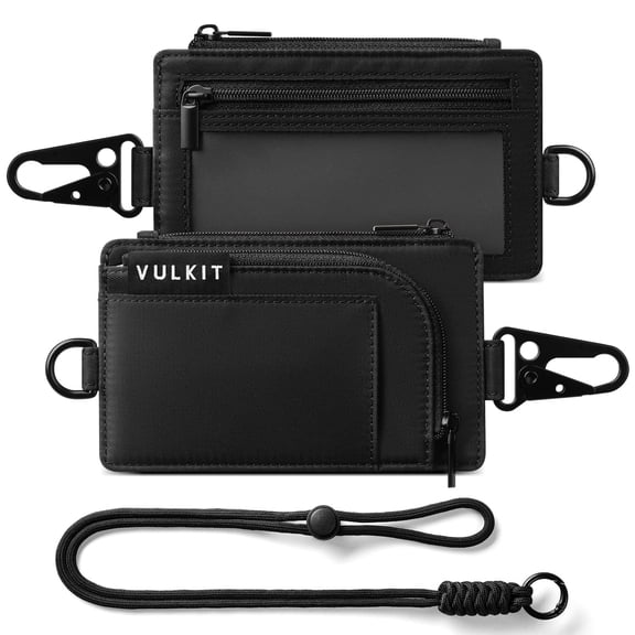 VULKIT RFID Blocking Keychain Wallet with Detachable Lanyard, Water-Resistant Nylon Outdoor Pouch-VW137