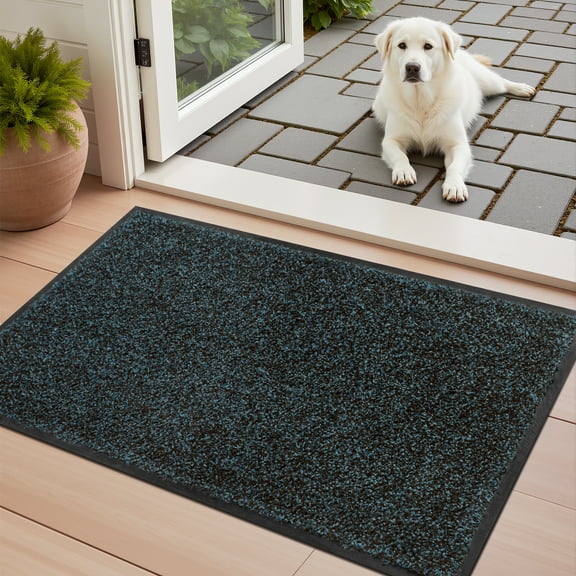 VUNATE 17" x 30" Dirt Trapper Indoor Door mat Non Slip Front Door Mats Absorbent Rubber Entrance Rug Durable Heavy Duty Outdoor Mats Washable Welcome Mats for Outside Blue