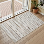 VUNATE 2'x3' Door Mat Entry Rug Machine Washable Rugs Boho Moroccan Area Rug Soft Neutral Geometric Bohemian Carpet Distressed Indoor Rugs for Bedroom Entryway Kitchen Bathroom Nonslip Rug Brown