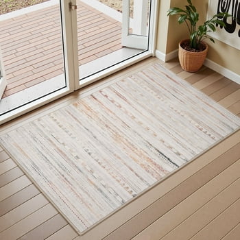 VUNATE 2'x3' Door Mat Entry Rug Machine Washable Rugs Boho Moroccan Area Rug Soft Neutral Geometric Bohemian Carpet Distressed Indoor Rugs for Bedroom Entryway Kitchen Bathroom Nonslip Rug Colorful