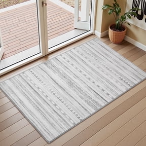 VUNATE 2' x 3' Washable Door Mat, Soft Moroccan Geometric Boho Rug, Non-Slip Indoor Entryway Mat for Bedroom, Kitchen & Bathroom, Gray
