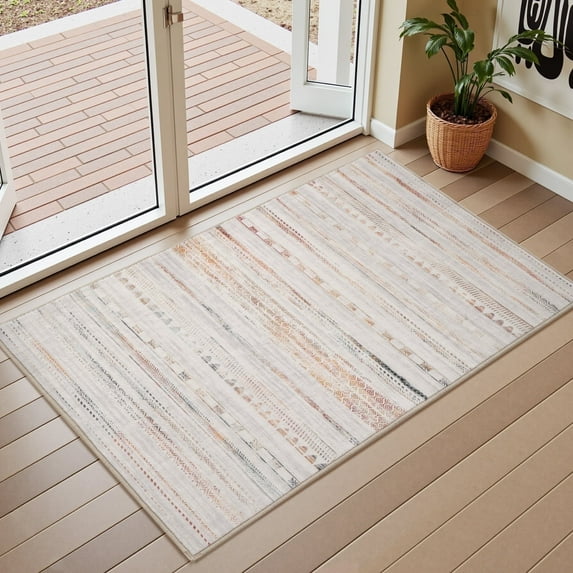 VUNATE 2'x3' Door Mat Entry Rug Machine Washable Rugs Boho Moroccan Area Rug Soft Neutral Geometric Bohemian Carpet Distressed Indoor Rugs for Bedroom Entryway Kitchen Bathroom Nonslip Rug Colorful