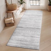 VUNATE 2'x5' Boho Runner Rug Machine Washable Rug Modern Moroccan Soft Carpet Neutral Geometric Distressed Non-Slip Rubb