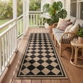 thumbnail image 1 of VUNATE Outdoor Rugs Carpet 2'x6' Jute Rug Boho Checkered Washable Patio Rug Distressed Modern Braided Area Rugs Black Indoor Outdoor Rugs for Living Room Entryway Laundry Balcony, 1 of 7