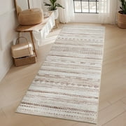 VUNATE 2'x5' Boho Runner Rug Machine Washable Rug Modern Moroccan Soft Carpet Neutral Geometric Distressed Non-Slip Rubber Backing Hallway Runner Rug for Kitche