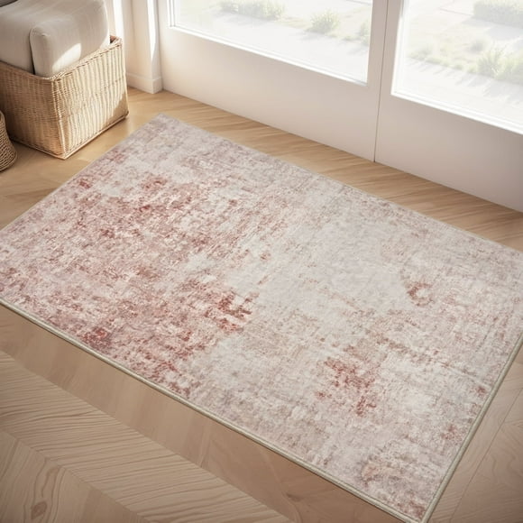 VUNATE 2'x3' Area Rugs Door Mat Washable Rugs Modern Abstract Entry Rug Neutral Indoor Doormat Soft Carpet for Entryway Kitchen Laundry Room Bathroom Rugs Modern Home Decor Pink