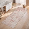 thumbnail image 1 of VUNATE 2'x6' Runner Rug Washable Rug Runner Modern Abstract Neutral Indoor Carpet Runner Soft Rugs for Bedroom Bedside Entryway Hallway Kitchen Laundry Room Modern Home Decor Pink, 1 of 6