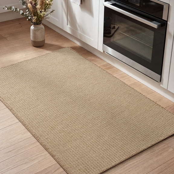 VUNATE Jute Kitchen Mat Non Slip Kitchen Rug 20"x32" Boho Farmhouse Floor Mat for Kitchen Sink Laundry Room Indoor Natural Jute