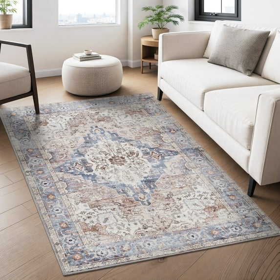 VUNATE 3'x5' Area Rugs for Living Room Washable Rugs Floral Vintage Area Rug Boho Indoor Carpet Soft Rugs for Bedroom Office Entryway Kitchen Laundry Room Accent Rug Contemporary Home Decor Rustred