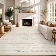VUNATE 4'x6' Area Rugs for Living Room Washable Rugs Boho Moroccan Area Rug Soft Neutral Geometric Bohemian Carpet Distressed Indoor Rug for Bedroom Dining Room